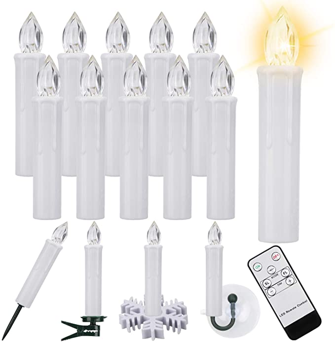10 PCS LED Window Candle Flameless Taper Candle Flashing Warm Light Ideal for Indoor and Outdoor Christmas Tree Candles Garden Wedding Harry Potter
