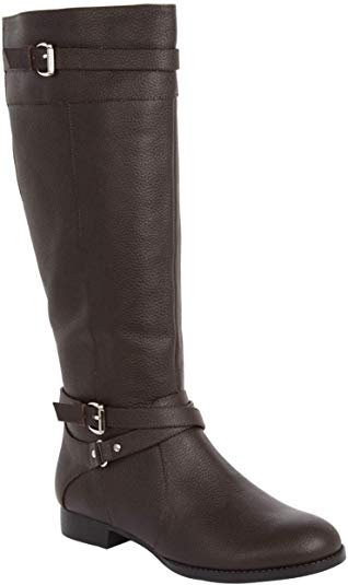 Comfortview Women's Wide Width The Janis Wide Calf Leather Boot