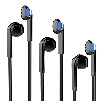 TOBETB 3 Packs Wired Earphones In-ear headphones with Mic &Volume Control Compatible with iPhone and Smartphone