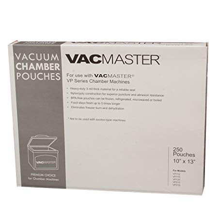 VacMaster 40725 3-Mil Vacuum Chamber Pouches, 10-Inch by 13-Inch, 250 per Box