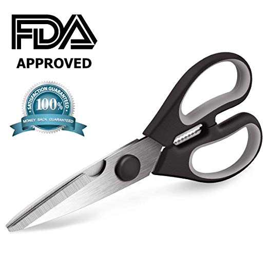 Kitchen Scissors Black, Ultra Sharp Multi-functional Kitchen Shears Come Apart Heavy Duty Non-slip Handle Shears for Cutting Meat, Poultry, Fish, Vegetable (Black Kitchen Scissor)