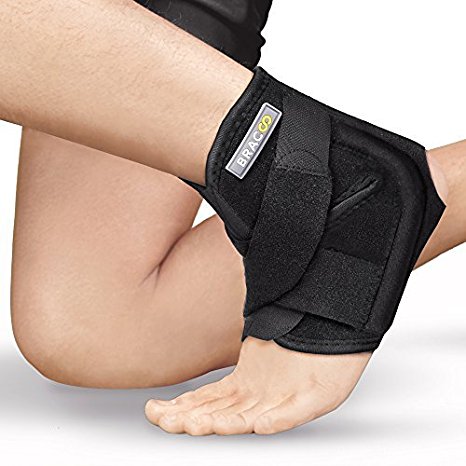 Bracoo Ankle Brace, Dual Stabilizer Splints for Firm Support, with Breathable Neoprene Sleeve for Accelerated Recovery (Ankle Stabilizer (S/M), Black)