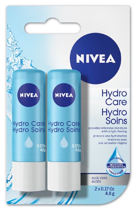 NIVEA Lip Care Hydro-Care Duo Pack, 2 x 4.8g