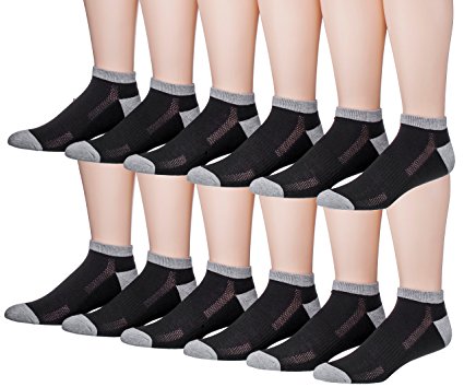 James Fiallo Men's 12-Pairs Low Cut Athletic Sport Peformance Socks