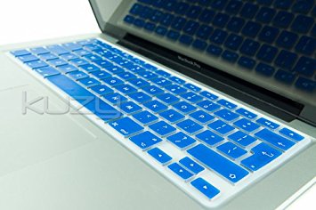 Kuzy - EU/UK BLUE Keyboard Cover Silicone Skin for MacBook Pro 13" 15" 17" (with or w/out Retina Display) iMac and MacBook Air 13" (European/ISO Keyboard Layout) - Blue