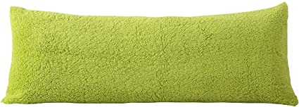 Reafort Ultra Soft Sherpa Body Pillow Cover/Case with Zipper Closure 21"x54"(Lime, 21"X54" Pillow Cover)
