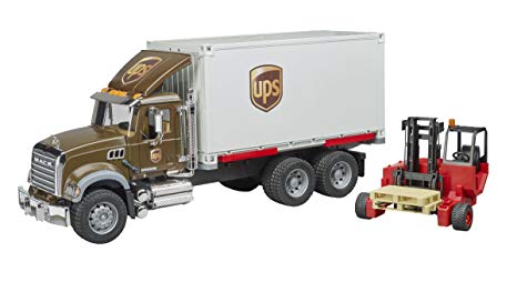 Bruder Mack Granite Ups Logistics Truck Forklift Vehicles - Toys