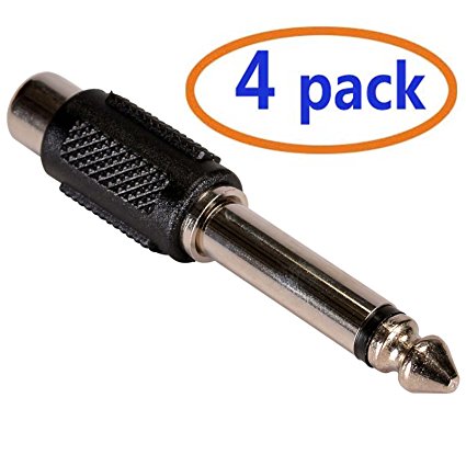 WOVTE RCA Stereo Jack to 6.35mm Mono Plug TS Adaptor Pack of 4