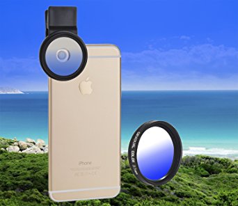 MY MIRACLE Gradual Color Lens Filter for Cellphone Lens with 37MM Filter Thread &Clip (Blue)