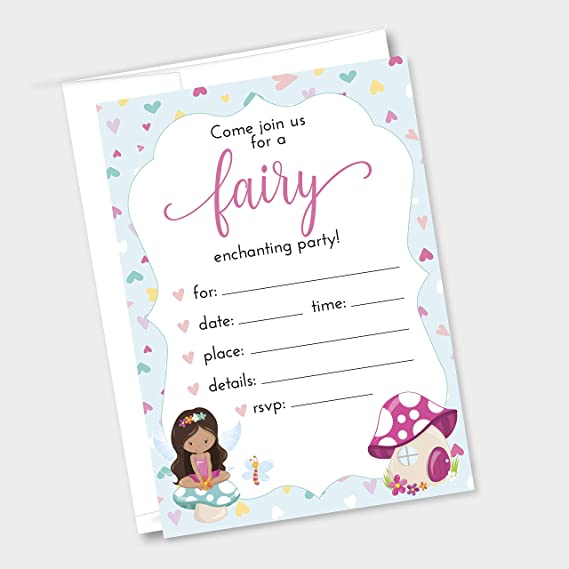 12ct Fairy & Pixie Birthday Party Invitations, Envelopes Included 5x7 (INVT-675-4)