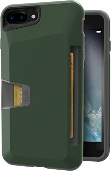 Silk iPhone 7 Plus/8 Plus Rugged Wallet Case - Vault Armor Wallet for iPhone 7 /8  [Protective Non-Slip Grip Credit Card Cover] - Juniper Green