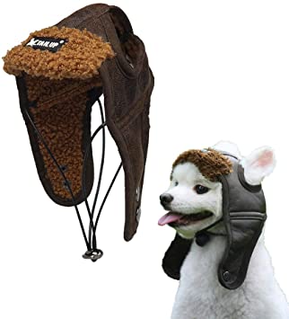 Lifeunion Classical Pet Dog Fleece Aviator Hat Winter Warm Pet Leather Trapper Pilot Costume Hat Cap