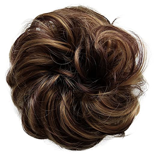 PRETTYSHOP Scrunchie Scrunchy Bun Up Do Hair Piece Hair Ribbon Ponytail Extensions Wavy Curly or Messy Auburn/Dark Blonde Mix 32H26 G40A