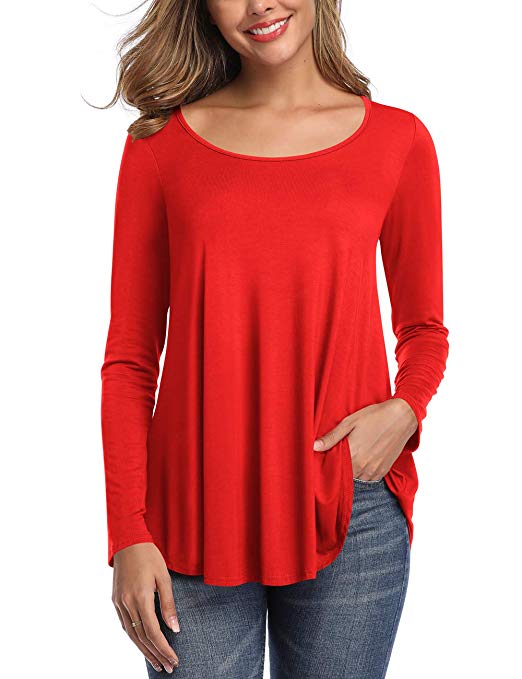 Womens Tops V Neck Tee Casual Short Sleeve and Long Sleeve T Shirts