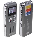 LotFancy 8GB Digital Voice Recorder MP3 Music Player - Rechargeable Dictaphone with Built-In Speaker LCD Display USB Connection