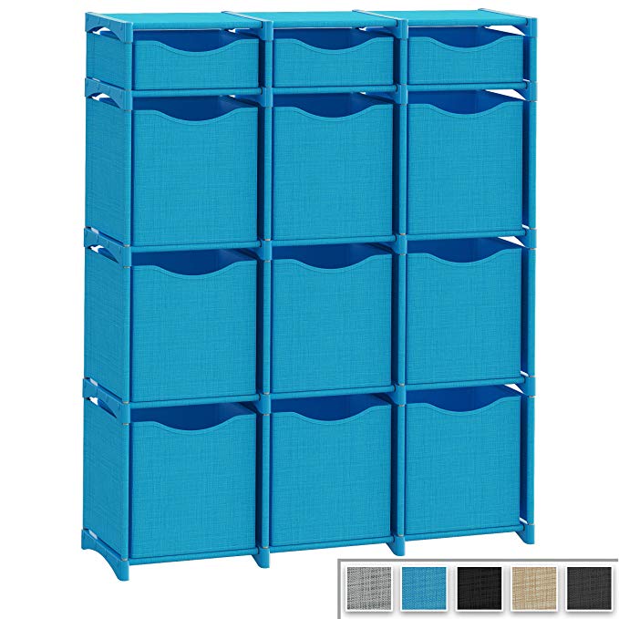 12 Cube Organizer | Set of Storage Cubes Included | DIY Closet Organizer Bins | Cube Organizers and Storage Shelves Unit | Closet Organizer for Bedroom, Playroom, Livingroom, Office, Dorm (Aqua Blue)