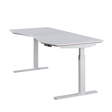 ApexDesk Elite Series 60" W Electric Height Adjustable Standing Desk (Memory Controller, 60" Top in White, Off-White Frame)