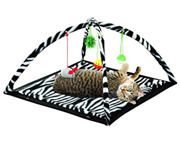 Petty Love House Zebra Cats Get Exercise & Stay Active Toys,cat Activity Tent with Hanging Toy Balls Furniture