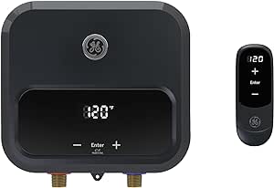 GE Appliances 5.5 kW, Small Tankless Electric Water Heater with Digital Touch Screen Temperature Control, 240v