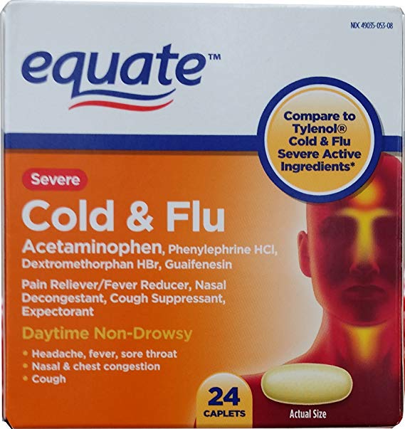 Severe Cold Multi-Symptom Daytime by Equate 24ct Compare to Tylenol Cold Multi-Symptom Severe Daytime