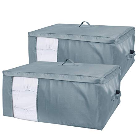 Lifewit Large Capacity Under Bed Storage Bag with Clear Windown Oxford Fabric Clothes Storage Bags for Comforters, Blankets, Bedding, Duvets, Clothes, Quilts, Pillows, Sweaters, Set of 2