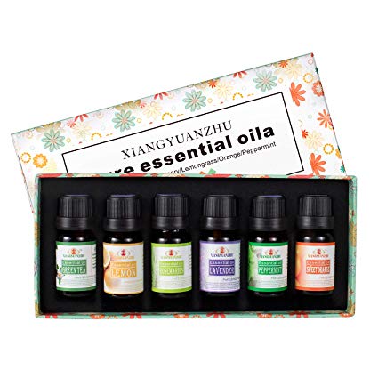 Essential Oil Set, 6 x 5ml Aromatherapy Essential Oil 100% Pure Therapeutic Grade Essential Oils kit, Lavender, Lemongrass, Peppermint, Rosemary, Tea Tree, Sweet Orange