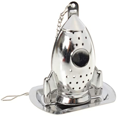 VEIREN Stainless Steel Loose Tea Infuser Rocket Tea Strainer Filters, Tea Interval Diffuser with Drip Trays for Mulling Spices