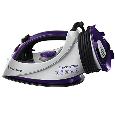 Russell Hobbs Easy Store Plug and Wind Iron 18617, 2400 W - White and Purple