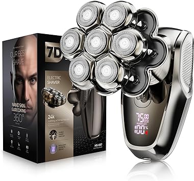 7D Head Shavers for Bald Men, SHPAVVER Detachable Head Shaver LED Display Dry/Wet Bald Head Shavers for Men, IPX7 Waterproof Head Shavers for Men with Type-C Charge