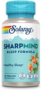 Solaray SharpMind Sleep, Nootropic Sleep Formula, Supplement Promotes a Calm Mood, Healthy Sleep and a Relaxed Mind. with Slow Release Melatonin 3mg, 60 Day Money Guarantee, 30 Serv 30 VegCaps