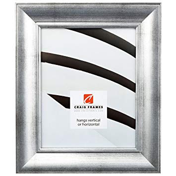 Craig Frames 212313 11 by 14-Inch Picture Frame, Smooth Wrap Finish, 2-Inch Wide, Antique Silver