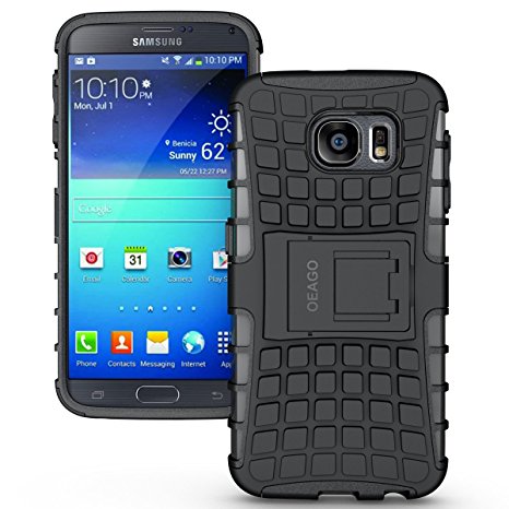 Samsung Galaxy S6 Case, Tough Rugged Dual Layer Protective Case with Kickstand for Samsung Galaxy S6 - Black