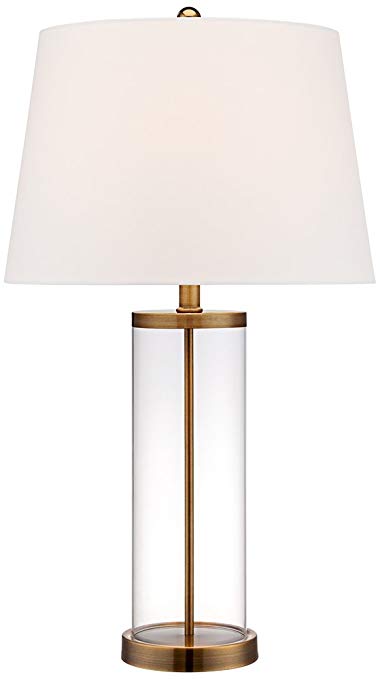 Glass and Gold Cylinder Fillable Table Lamp