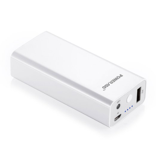 Poweradd Pilot X1 5200mAh Portable Charger Power Bank Constructed with Premium LG Battery Cells - White