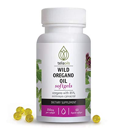 Teliaoils Wild Oregano Oil Softgels Capsules. High Carvacrol, top quality, 60 Softgels