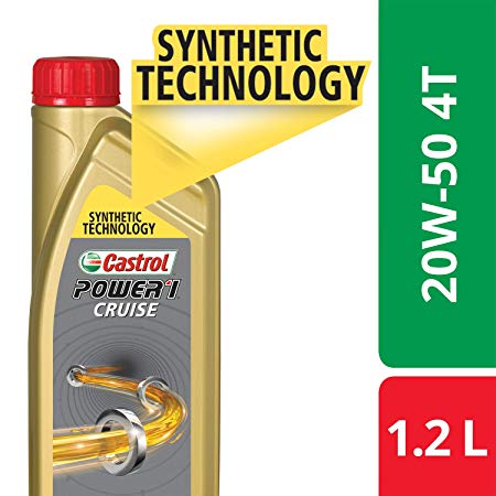 Castrol POWER1 Cruise 4T 20W-50 API SN Synthetic Engine Oil for Bikes (1.2L)