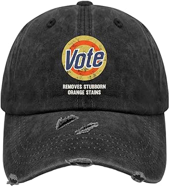 Vote Removes Stubborn Orange Stain Anti Trump Hat for Mens Washed Distressed Baseball Cap Fashion Washed Running Hats Fitted