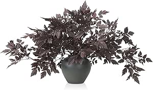 Lyrow 6 Pack Artificial Cimicifuga Plant Leaf Spray Faux Plum Cimicifuga Ramosa Leaf Branch Faux Fall Spray Faux Silk Plants for Home Vase Wedding Garden Farmhouse Table Mantel Decor (32 Inches)