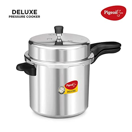 Pigeon by Stovekraft Deluxe Aluminium Pressure Cooker, 12 Litres,Silver