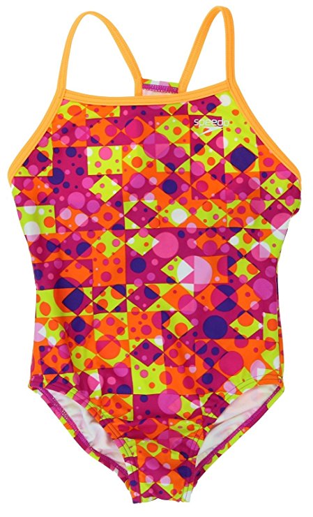 Speedo Girls Thin Strap One Piece Swimsuit Diamond Dot