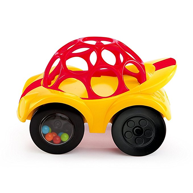 O Ball 1-Piece Rattle & Roll Car, Yellow