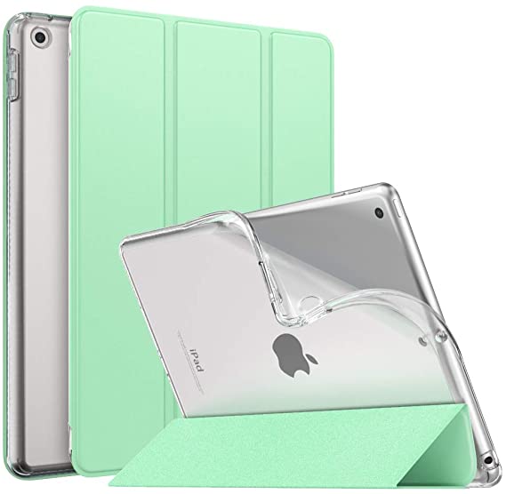 MoKo Case Fit New iPad 8th Generation 10.2" 2020 / iPad 7th Gen 2019, iPad 10.2 Case with Stand, Soft TPU Translucent Frosted Back Cover Slim Shell for iPad 10.2 inch, Auto Wake/Sleep, Green