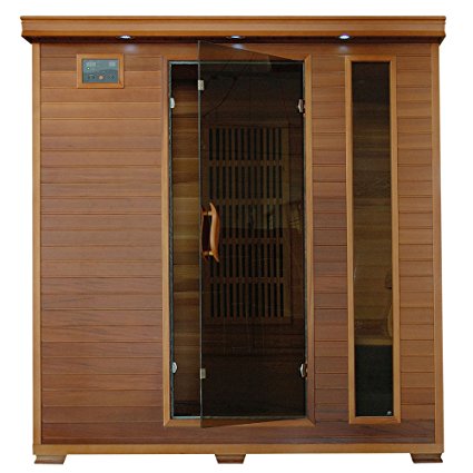 Radiant Saunas 4-Person Cedar Infrared Sauna with 9 Carbon Heaters, Chromotherapy Lighting, Oxygen Ionizer, Music System