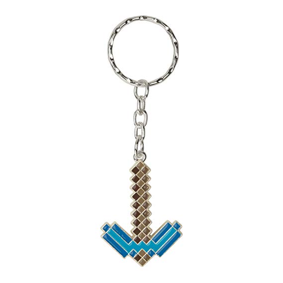 JINX Minecraft Diamond Pickaxe Metal Key Chain (Metallic with Enamel Fill, One Size)