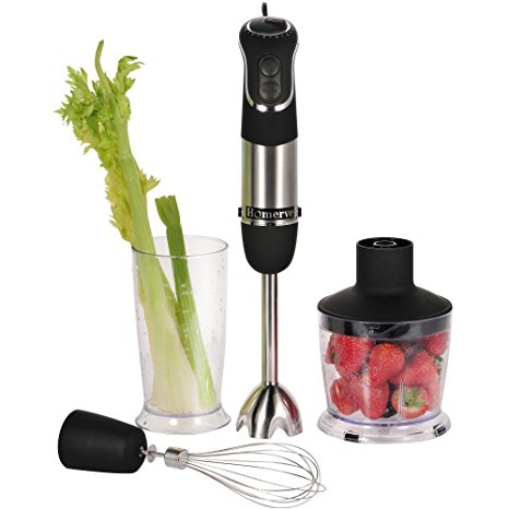 Hand Blender, Immersion Blender, Powerful 850 Watt 6 Speed Food Blender Stick, Food Processor, Whisk and Beaker for Smoothies, Baby Food, Yogurt, Sauces, Soups, Puree-Heavy Duty Stainless Steel