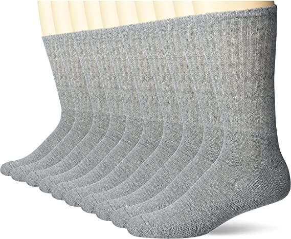 Amazon Essentials mens 10-Pack Cotton Half Cushioned Crew Socks