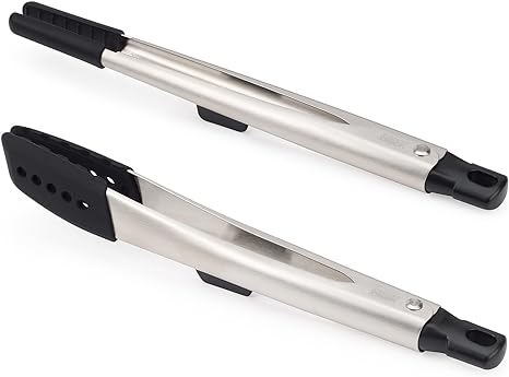 Joseph Joseph Elevate Fusion Set of 2 Silicone Tongs with Integrated Tool Rests, Stainless Steel