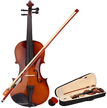 New Hot 4/4 Full Size Natural/Black Acoustic Violin Fiddle with Case Bow Rosin