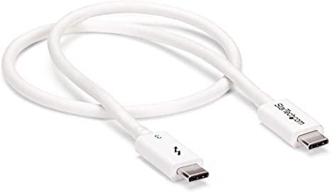 StarTech.com 40Gbps Thunderbolt 3 Cable - 1.6ft/0.5m - White - 5k 60Hz/4k 60Hz - Certified TB3 USB-C Charger Cord w/ 100W Power Delivery (TBLT34MM50CW)