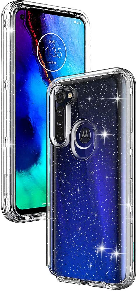 Moto G Stylus Case/Motorola G Stylus Case，ACKETBOX Hybrid Impact Defender Glitter Clear Sparkly Bling PC Back Case and Front Cover TPU Full Body Cover for Moto G Stylus 2020 6.4 inch(Bling)
